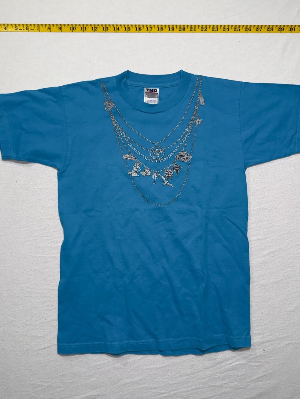 Blue Graphic Necklace Print Crewneck Tee - Men super cool vintage y2k chains